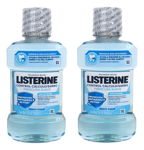 Enjuague Bucal Listerine Control Sarro Sin Alcohol 250ml 2pz