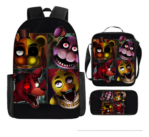 Five Nights At Freddy's Mochila Impresa 3 Piezas Style .t