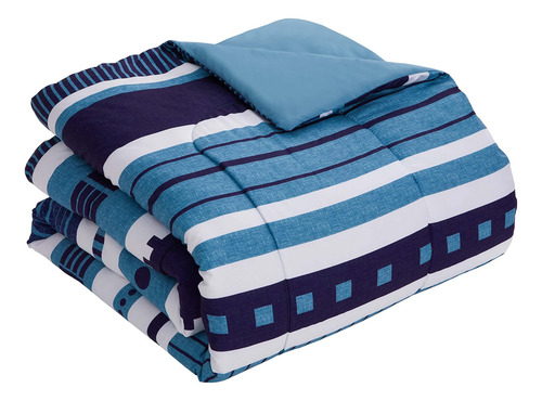 Edredón Sweet Home Collection Desconocido Matrimonial Diseño Rayado Color Azul