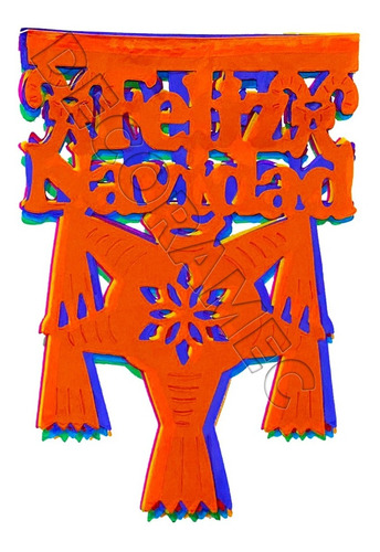 Papel Picado Feliz Navidad En Tira Diseño Piñata Multicolor