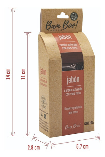 Imagen 9 de 9 de Jabon Artesanal Carbón Activado Y Vino Tinto 100 G Bam Boo!