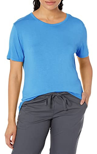 Wonderwink Women's Silky Short Sleeve Tee, Malibu Blue, X-sm