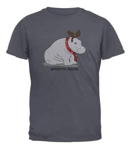 Hippo Moose Hippopotamoose Funny Pun Mens T Shirt Charcoal M