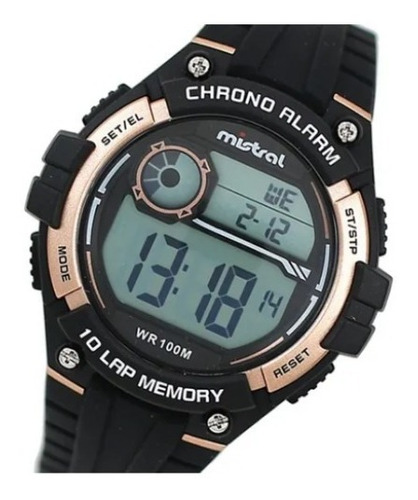 Reloj Hombre Mistral Digital Crono Alarma Wr 100m Gdx-dah