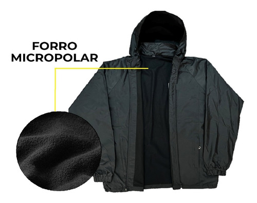 Imagen 2 de 2 de Chaqueta Corta Viento Hombre Impermeable Con Micropolar