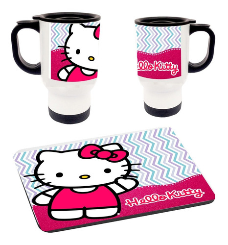 Taza Termo Y Mouse Pad Kitty