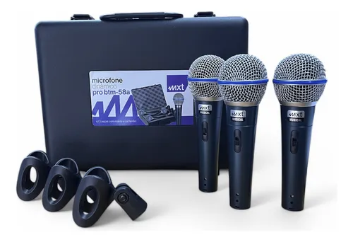 comprar Kit Com 3 Microfone Dinâmico Pro Btm-58a Modelo Novo