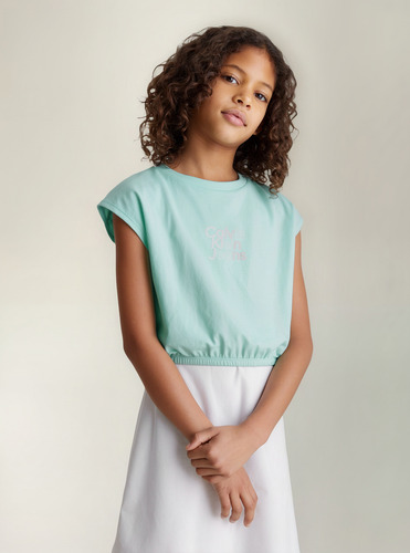 Polera Niña Gradient Flock Verde Calvin Klein