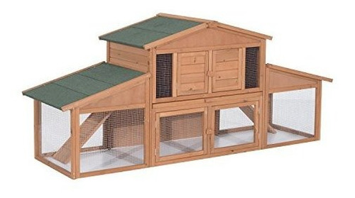 Pawhut - Gallinero De Madera Grande De Lujo Para Conejos Y C