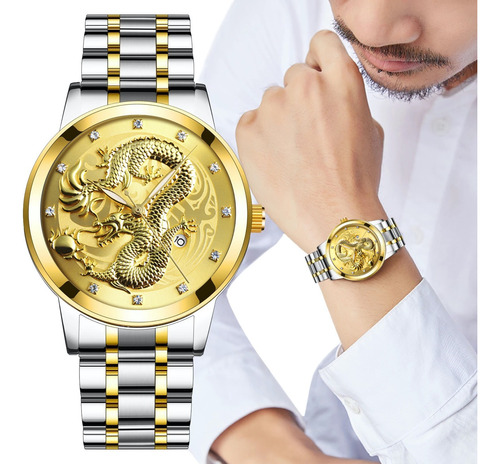 Reloj Para Hombre Dragon Skmei Plateado/dorado