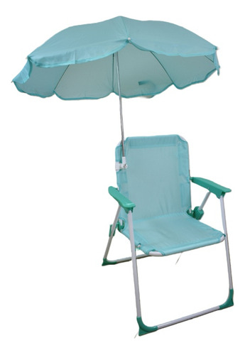 Silla De Playa C/ Sombrilla Para Niñas Y Niños Color Verde