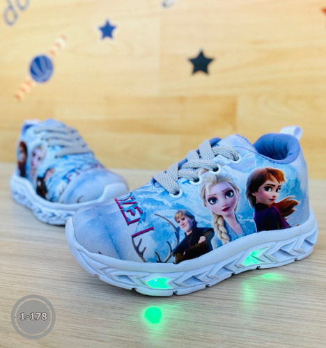 Tenis Luminosos Con Diseño Froozen Para Niñas Forma Elegante