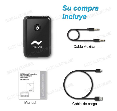 Emisor Receptor Bluetooth Para Tv Smart Ó Pc A Auriculares