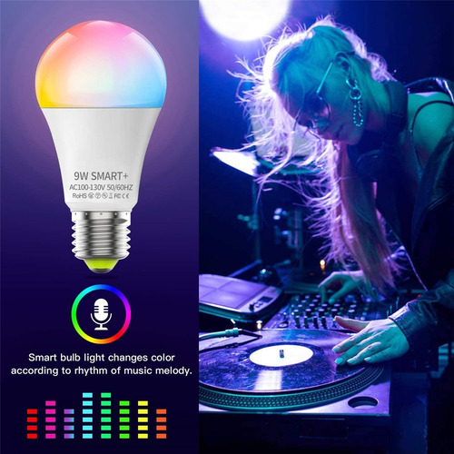 Imagen 2 de 7 de Foco Wifi Bombilla Inteligente Led Con Alexa Google Home 9w