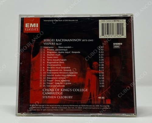 Rachmaninov - Vespers Cd 1999 (Usado)