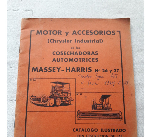 Catalogo Motor Y Accesorios Chrysler Cosechadoras Massey