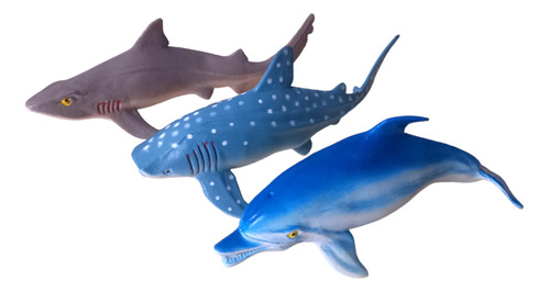 Set Lote 3 Tiburon Delfin 30cm Aprox Figura Juguete 