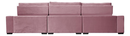 Sofá Retrátil 4,15m Cama Inbox Big Puffer. Com Softgel d40 Cor Rose