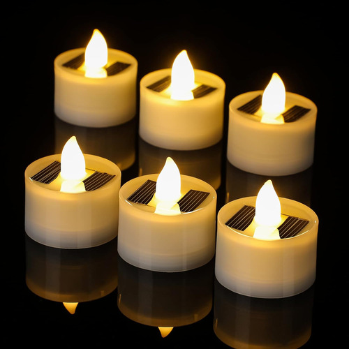 Velas Led Con Luz De Té Solar, Sin Llama, Para Exteriores