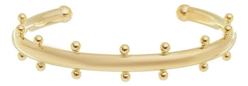 Bracelete Tubo Cinthia Mini Bolas Folheado A Ouro 18k Piuka Comprimento 6   Cor Dourado Diâmetro 6 Cm