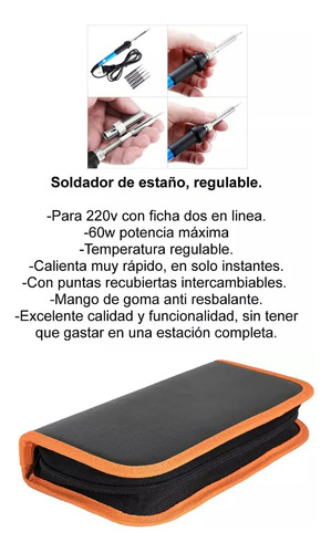 Kit Soldador Eléctrico Estaño Temperatura Ajustable 60w Mli