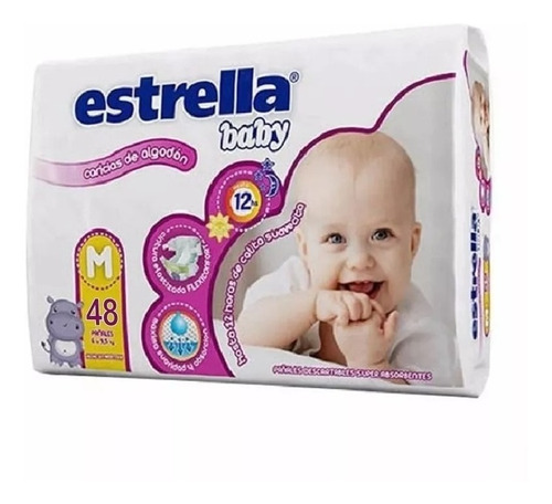 Estrella Pañal Baby Talle M X 48 Pañales De 6 A 9.5  Kg