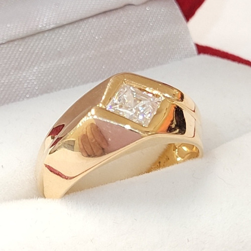 Imagen 3 de 4 de Anillo Sello Oro 18kts Rojo Cubic 5,0grs N°15 Brumat