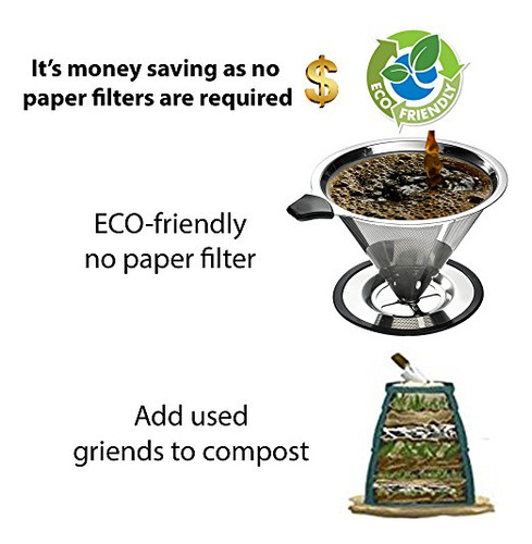 Cafetera Acero Inoxidable - Reutilizable Sin Papel - Filtro