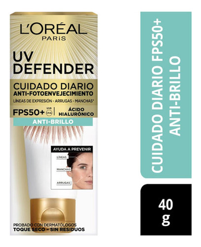 Crema Uv Defender L'oréal Dermo Expertise Anti Brillo