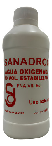Agua Oxigenada 10 Vol Envase De 250ml Medicinal Quirurgica