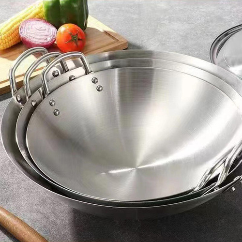 Sartén Wok De Acero Inoxidable Sartén Salteadora 36 Cm
