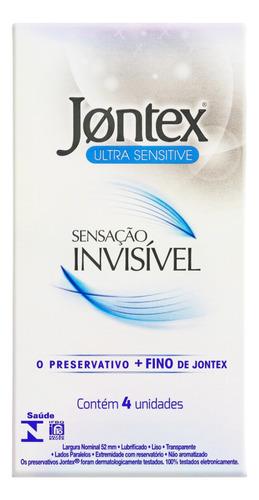 Preservativo Jontex Sensacao Invisivel 4 Unidades Ultra Fino