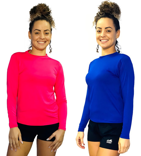  Kit 2 Blusa Termica Feminina Proteção Uv 50+ A Escolher 