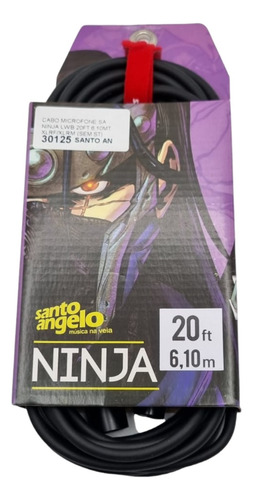 Cabo Microfone Santo Ângelo Ninja Lwb 20ft 6,10m Xlr M Xlr F