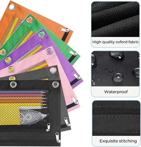Estuche Para Lápices Con 3 Anillos, Con Cremallera, Estuche