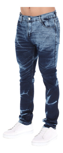 Pantalones Jeans Para Hombre Skinny Moda Stretch Deslavado