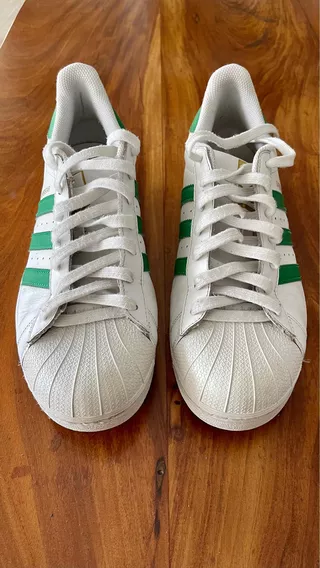 adidas Superstar Blancas Con Verde T 11,5 Americano