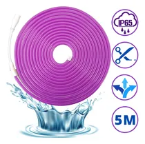 Comprar Tira Led Neón Flexible Unicolor Decorativa 5 Metros Color de la luz Morado Impermeable Iluminación Led Manguera Led 120 Leds Por Metro Recortable Dosyu DY-YL08