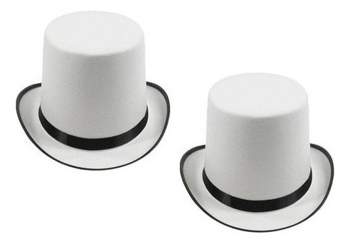 2 X Sombrero De Copa De Mago Blanco Gorra De Fiesta Hombre 