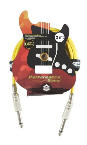 Cabo Guitarra Violao Teclado 2 Metros P10 Mono Amarelo C/ Nf