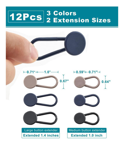 12x Botões Extensores De Faixa De Cintura, Expansores De