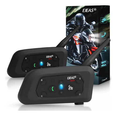 Kit X2 Intercomunicador Casco Moto Ejeas V6 Pro Gaona Motos