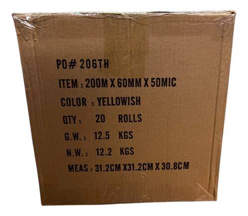 20 Piezas (caja) Cinta Adhesiva 60mm X 200m Resistente Amarillo Lisa