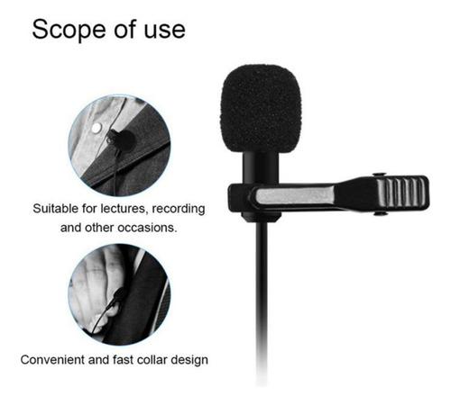 Micrófono De Solapa Con Cable De 3.5 Mm Con Micrófono De