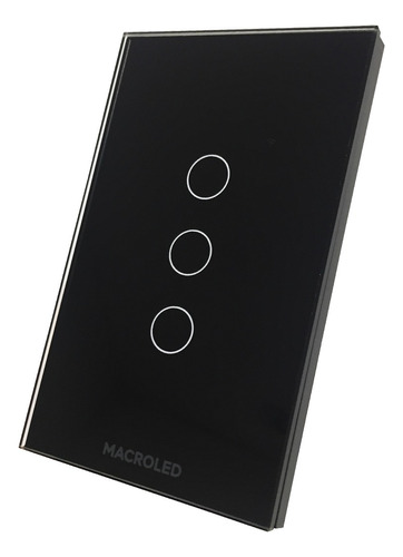Tecla Smart Tactil Wifi Inteligente 3 Luz C/ Capacitor Color Negro Corriente Nominal 7 A Voltaje Nominal 240v