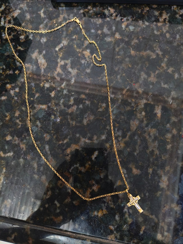 Cordão De Ouro 18k 13g Pingente Com Detalhe Em Ouro Branco