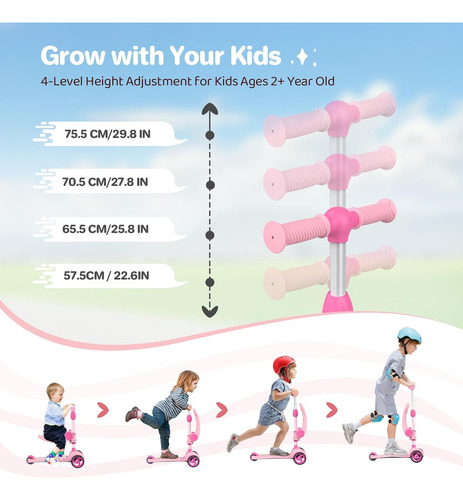 Patinete Infantil Plegable Y Ajustable Con Asiento Para Niño