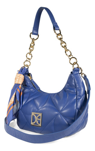 Bolsa Hobo Cloe Para Mujer Mediana Acolchada Con Mascada Color Azul