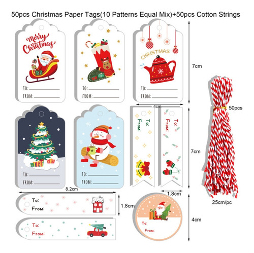 Series 5 2 Packs 50pcs/set Christmas Kraft Paper Tags