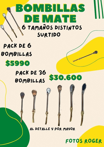 Pack De 6 Bombillas Para Mate